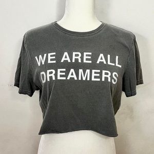 authentic off-white brand element “we are all dreamers” gray crop top tee shirt